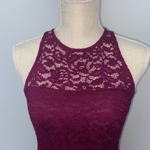 Gently worn HOLLISTER PLUM HALTER LACE DRESS